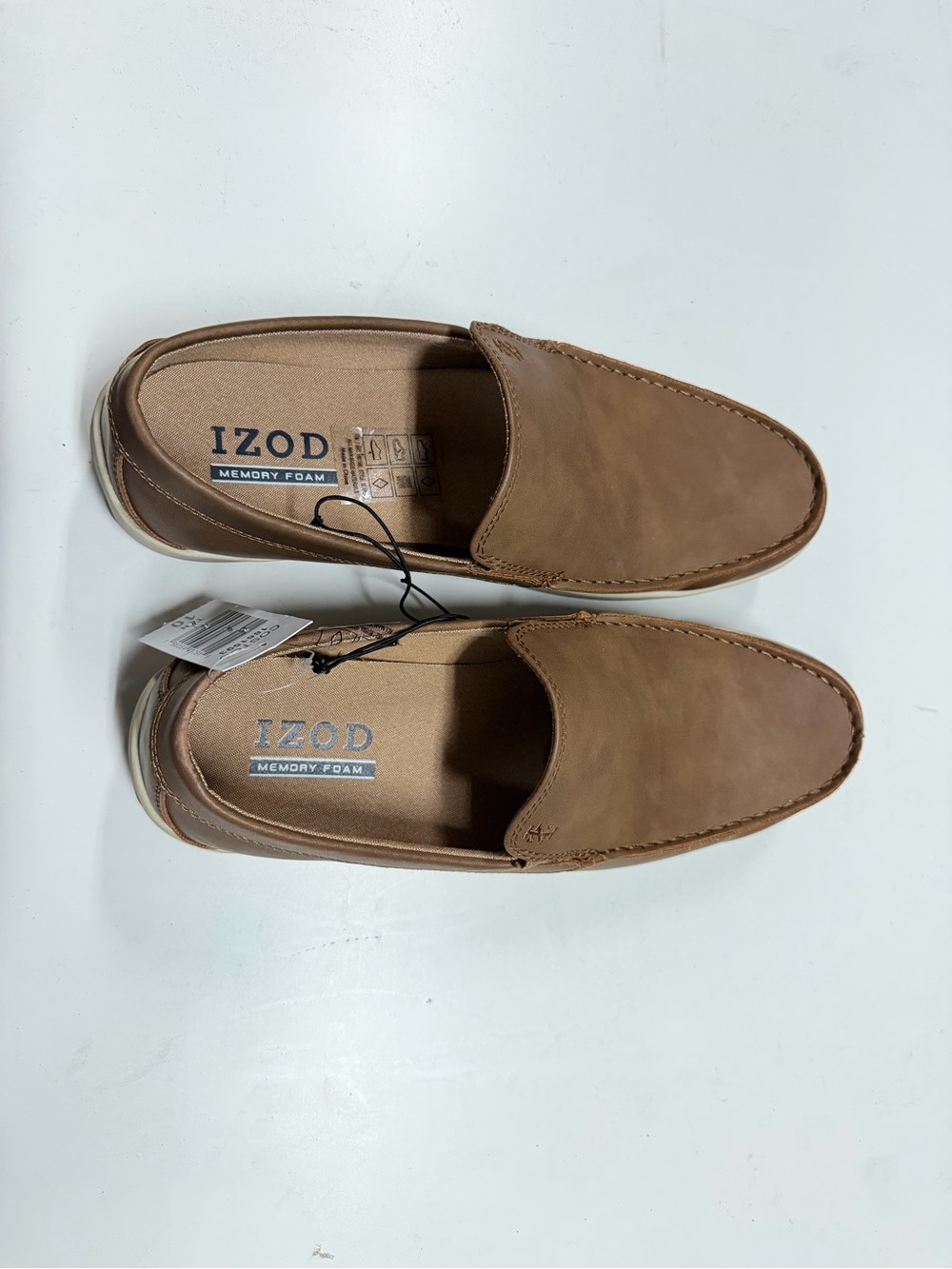 Izod Tan Leather-Look Slip-On Loafers